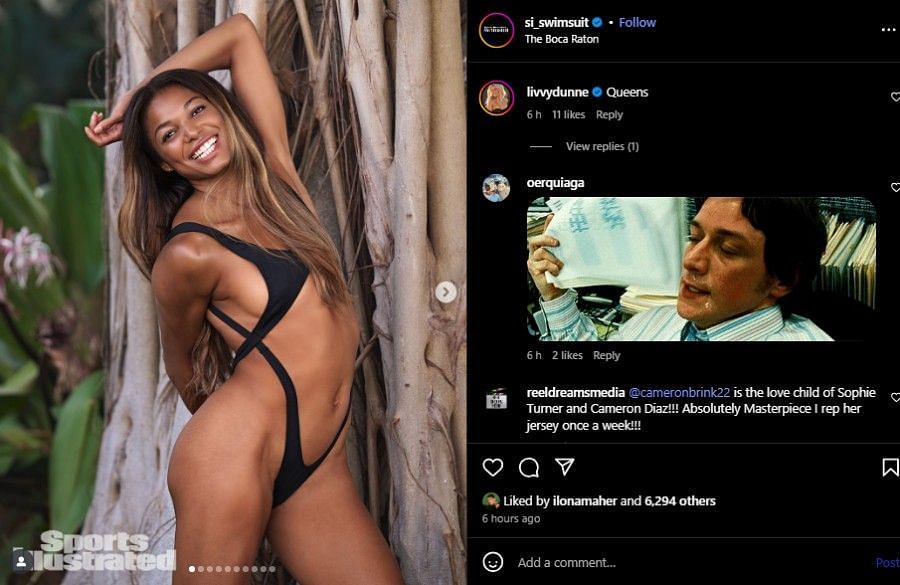 Screenshot of the Instagram post's comment section (@si_swimsuit/IG).